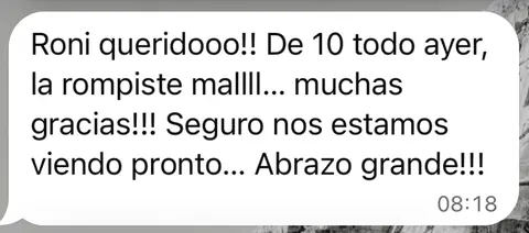 Captura de WhatsApp: testimonio de Nicolás