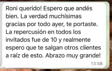 Captura de WhatsApp: testimonio de Marcelo
